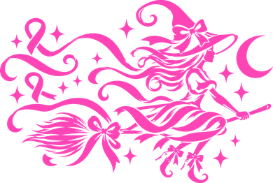 Breast Cancer Awareness Witch On Broom Halloween Pink Ribbon Hat