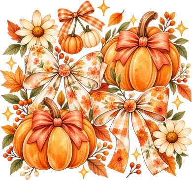 Autumn Pumpkins with Bows Fall Floral Artwork Kids Sweatshirt