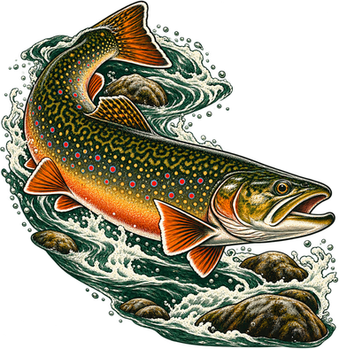 Brook Trout River Fishing Graphic T-Shirt Hooded Wearable Blanket