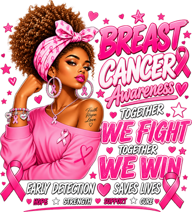 Black African American Girl Breast Cancer Pink Ribbon Toddler T-Shirt