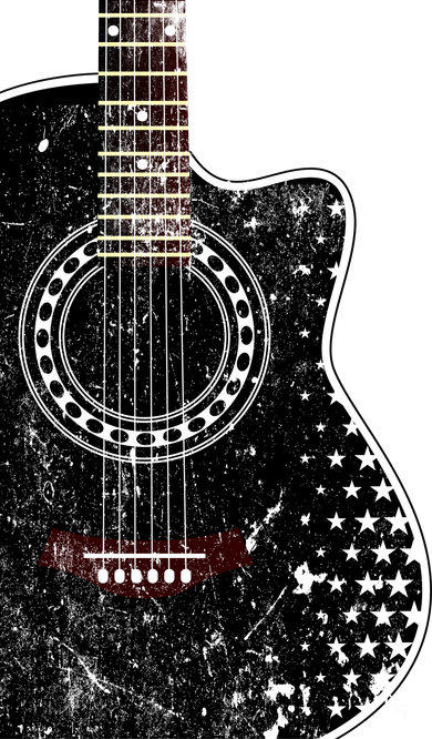 Black Acoustic Guitar Grunge Backpack