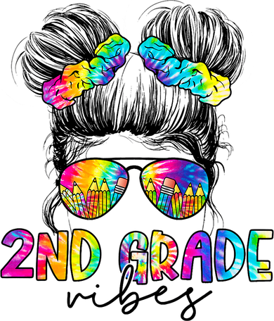 2nd Grade Vibes Messy Hair Bun Girl Back To School First Day Of Second Grade Women's T-Shirt