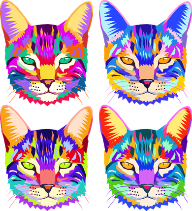 4X Cats - Colorful Portrait Women's T-Shirt