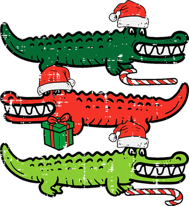 3 Christmas Crocodiles Santa Xmas Alligator 11oz C Handle Ceramic Mug