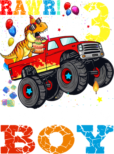 3 Year Old Funny Gift 3rd Birthday Boy Dinosaur Monster Truck Gift Coaster