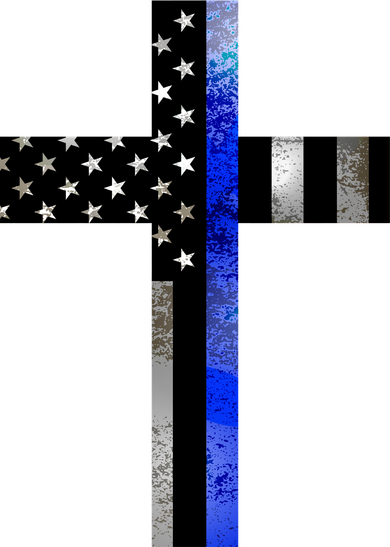 A Christian cross showing support for law enforcement - Thin Blue Line Polo