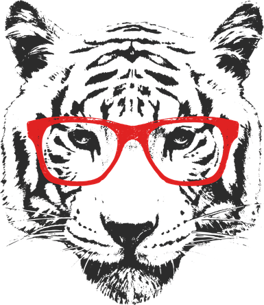 Portrait of Tiger With Glasses Button