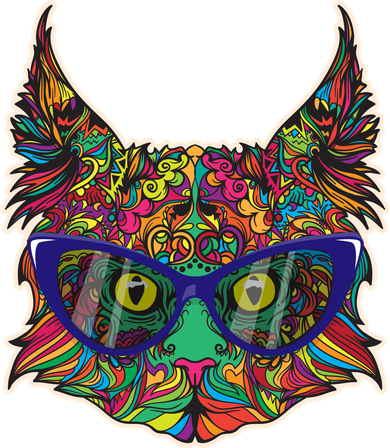 Colorfful Cat With Glasses Portrait Pajama Set