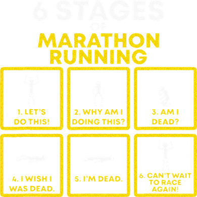 6 Stages Of Marathon Running For Runner And For Winner Button