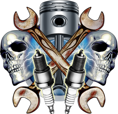 Mechanic Skulls With Wrench & Spark Plugs Polo