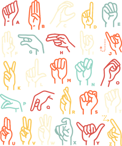 Asl Abc American Sign Language Alphabet Retro Deaf Awareness Tote Bag