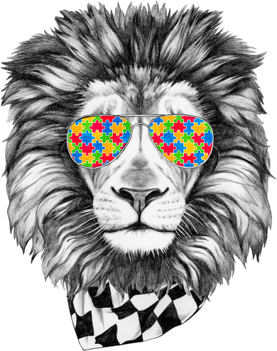 Autism Awareness Puzzle Sunglasses Lion Women's Tank Top