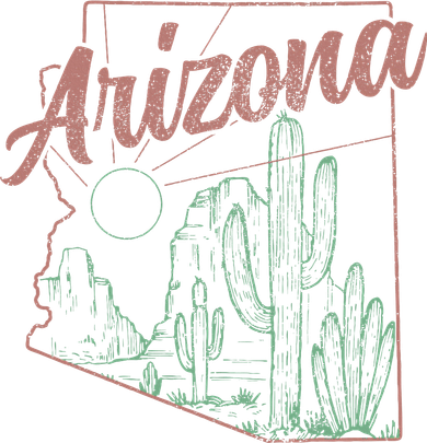 Arizona Az Pride State Map Cactus Desert Vintage Mousepad