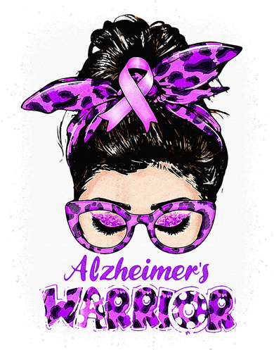 Alzheimers Awareness Purple Alzheimers Warrior Messy Bun Ornament