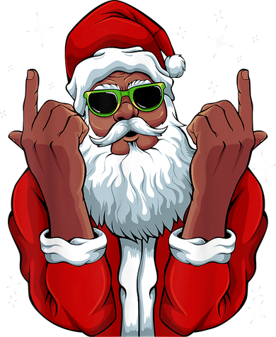 African American Santa Christmas Pajama Cool Black XMas Button