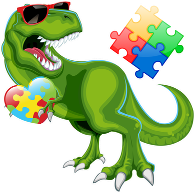 T-Rex Autism Awareness Puzzle Dinosaur  Ornament
