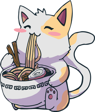 Anime Cat Eating Ramen Coaster