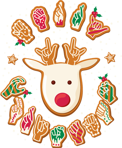Asl Christmas Reindeer American Sign Language Gingerbread Button