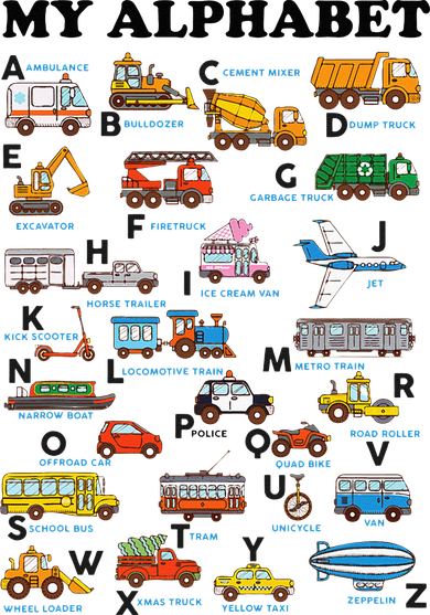 Alphabet Construction Vehicles ABC Learning Teaching Ornament