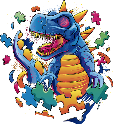 Autism Dinosaur And Puzzle Pieces Kids T-Shirt
