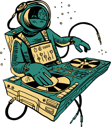 Astronaut Djing Space Santa Hat
