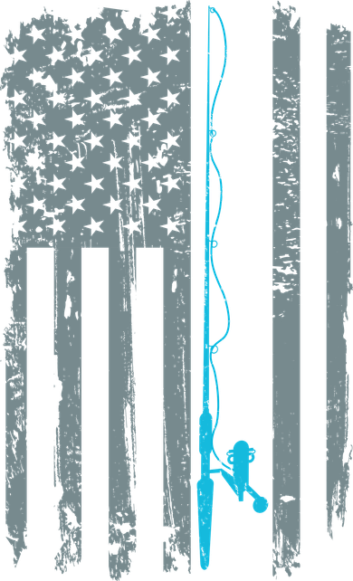 Distressed American Flag Fishing Pole Kids Hoodie