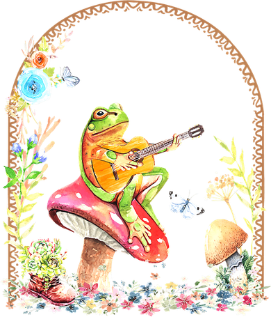 Aesthetic Frog Playing Guitar Mushroom Goblincore Kids Sweatshirt