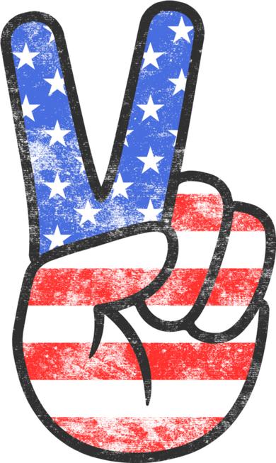 American Flag Peace Sign Hand 4th Of July T-Shirt
