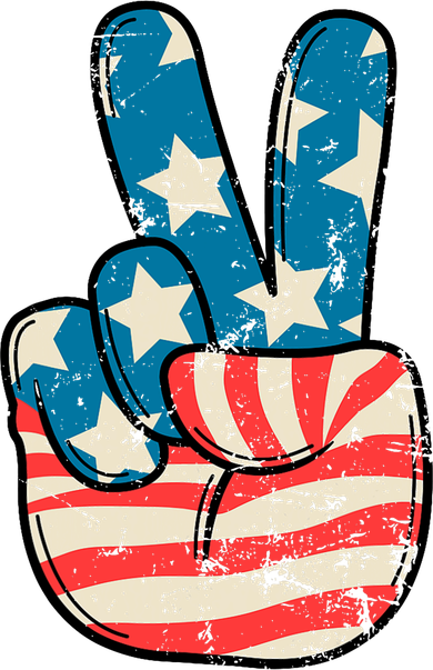 American Flag Peace Sign Hand 4th Of July Patriotic Button