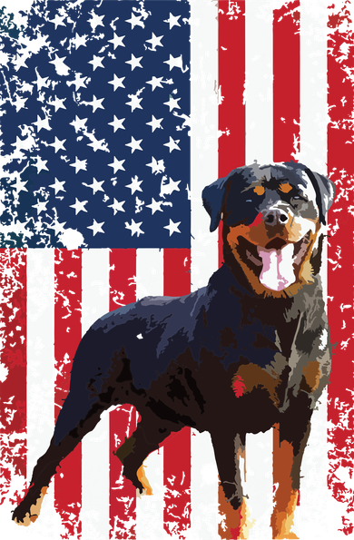 American Flag Rottweiler Dog Lover Funny 4th Of July Dog Hooded Wearable Blanket