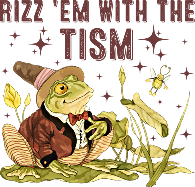 Autism Funny Rizz Em With The Tism Meme Autistic Frog Funny Gift Bucket Hat