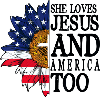 American Flag Sunflower She Loves Jesus And America Too Golf Towel