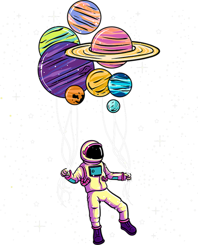 Astronaut Holding Planet Balloons STEM Kids Mousepad