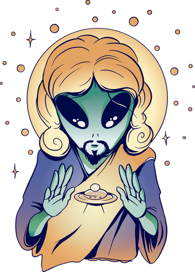 Alien Jesus Space Funny Coffee Mug