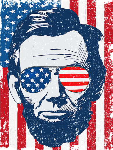 Abe Lincoln Beard Sunglasses & American Flag 4th Of July Women's T-Shirt