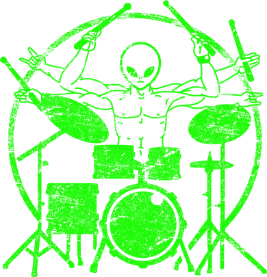 Vintage Alien Drummer Button