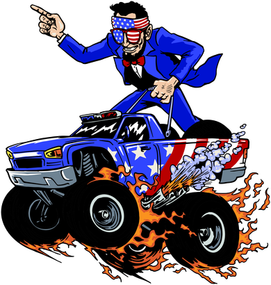 Abraham Liconln On A Monster Truck Backpack