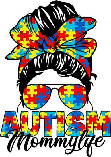 Autism Mommy Messy Bun Sunglasses Bandana Autism Awareness Women's Sweatshirt