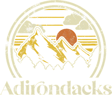 Adirondacks Mountains New York Vintage Hiking Camp Retro Button