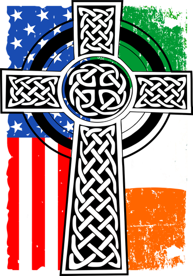 Irish American USA Flag Celtic Cross St Patrick's Day Women's T-Shirt