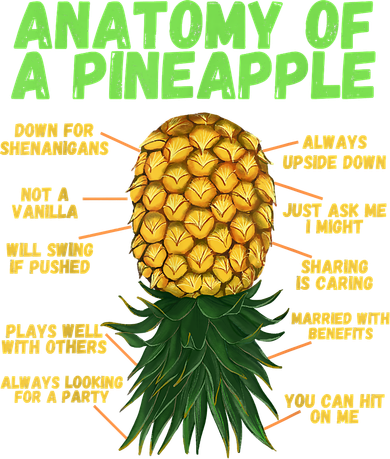 Anatomy Of A Pineapple Funny Upside Down Pineapple Kids T-Shirt