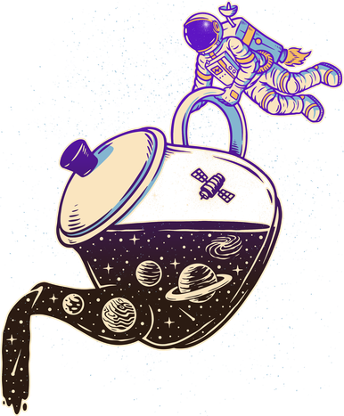Astronaut Pouring Galaxy Coffee Coffee Kids Long Sleeve Shirt