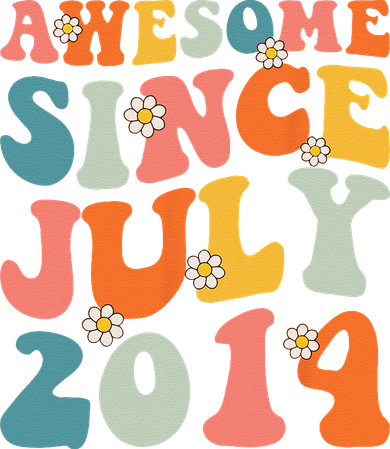 Awesome Since July 2014 Hippie Retro Groovy Birthday Golf Towel