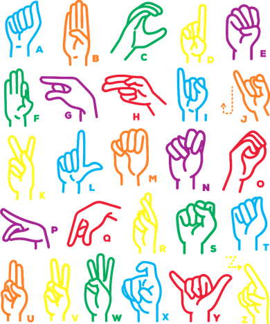 Abc Sign Language Chart Teacher Hand Letter Alphabet Asl Kids T-Shirt