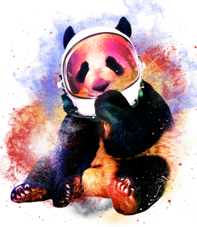 Astronaut Panda Galaxy Splatter Kids T-Shirt