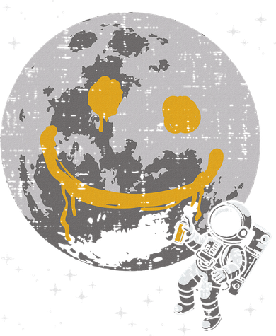 Astronaut Spray Paint Moon Smile Face Space Bucket Hat