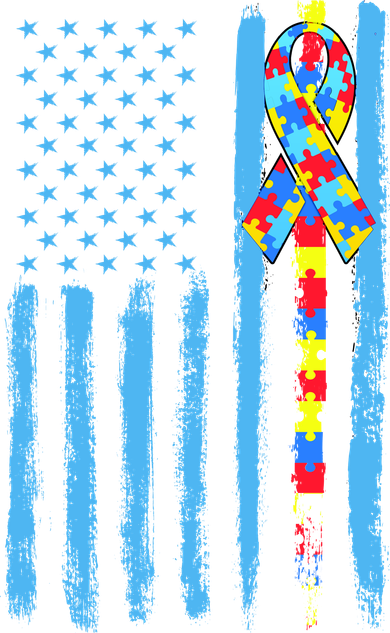 Autism Awareness Puzzle American Flag Santa Hat