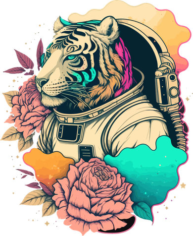 Astronaut Tiger Flowery Design Hat