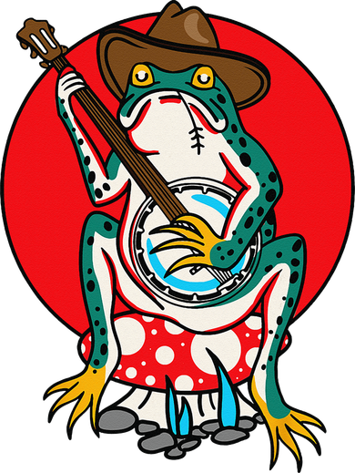 American Traditional Old School Tattoo Flash Frog Banjo Long Sleeve Shirt