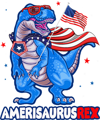 Amerisaurus Trex USA Flag Funny 4th Of July Dinosaur Toddler T-Shirt